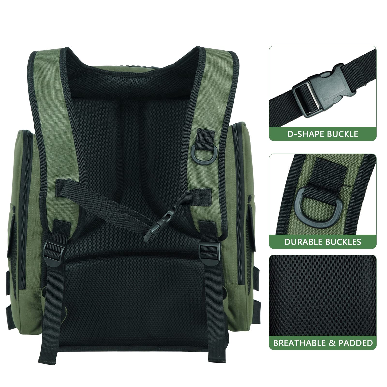 AUMTISC Fishing Tackle Backpack with 4 Tackle Boxes(1582D)