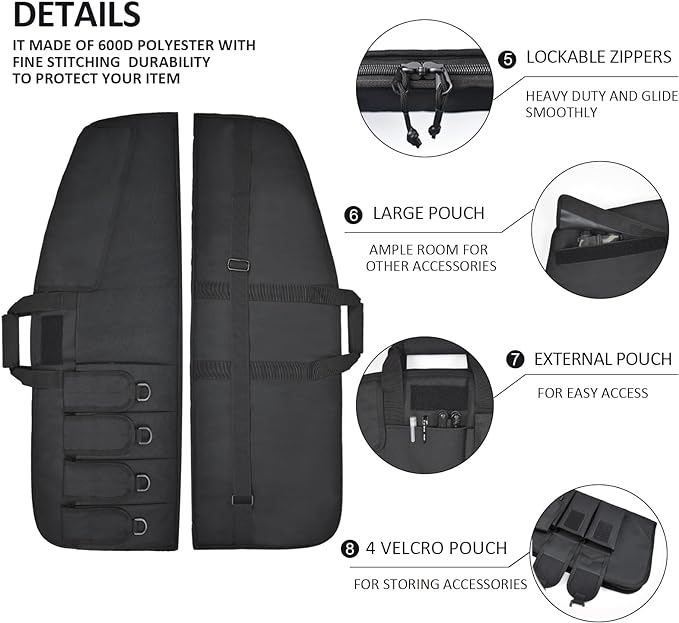 AUMTISC Tactical Rifle Gun Case, 36/42 Inch with 4 Pouches(2312)