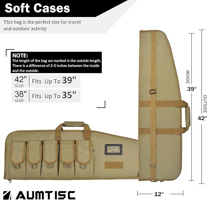 AUMTISC Tactical Rifle Gun Case, 38/42 Inch with 5 Pouches(2055/2056)