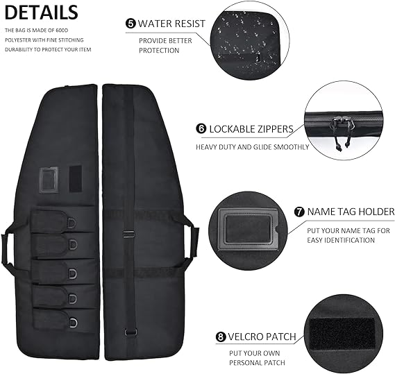 AUMTISC Tactical Rifle Gun Case, 38/42 Inch with 5 Pouches(2055/2056)