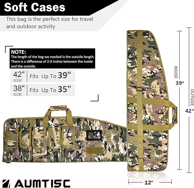 AUMTISC Tactical Rifle Gun Case, 38/42 Inch with 5 Pouches(2055/2056)