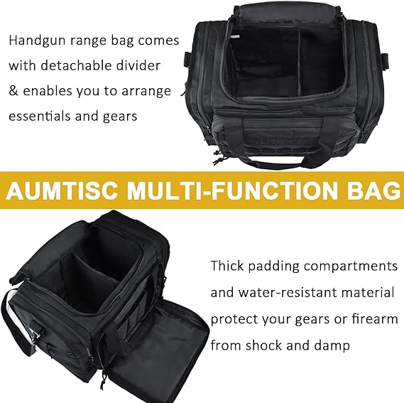 AUMTISC Tactical Pistol Range Bags for Handguns and Ammo(2223)