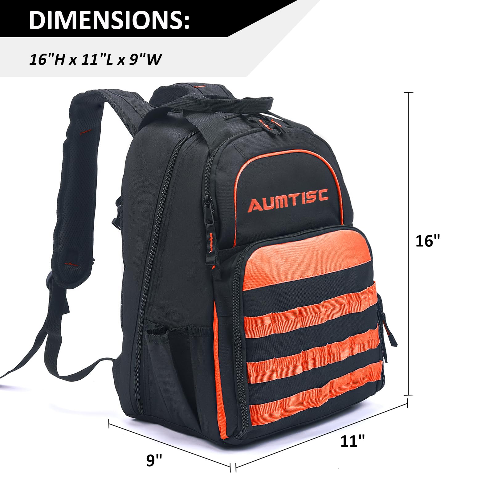 AUMTISC Tool Backpack Jobsite Backpack Multi-Use Pocket Industrial(2269)