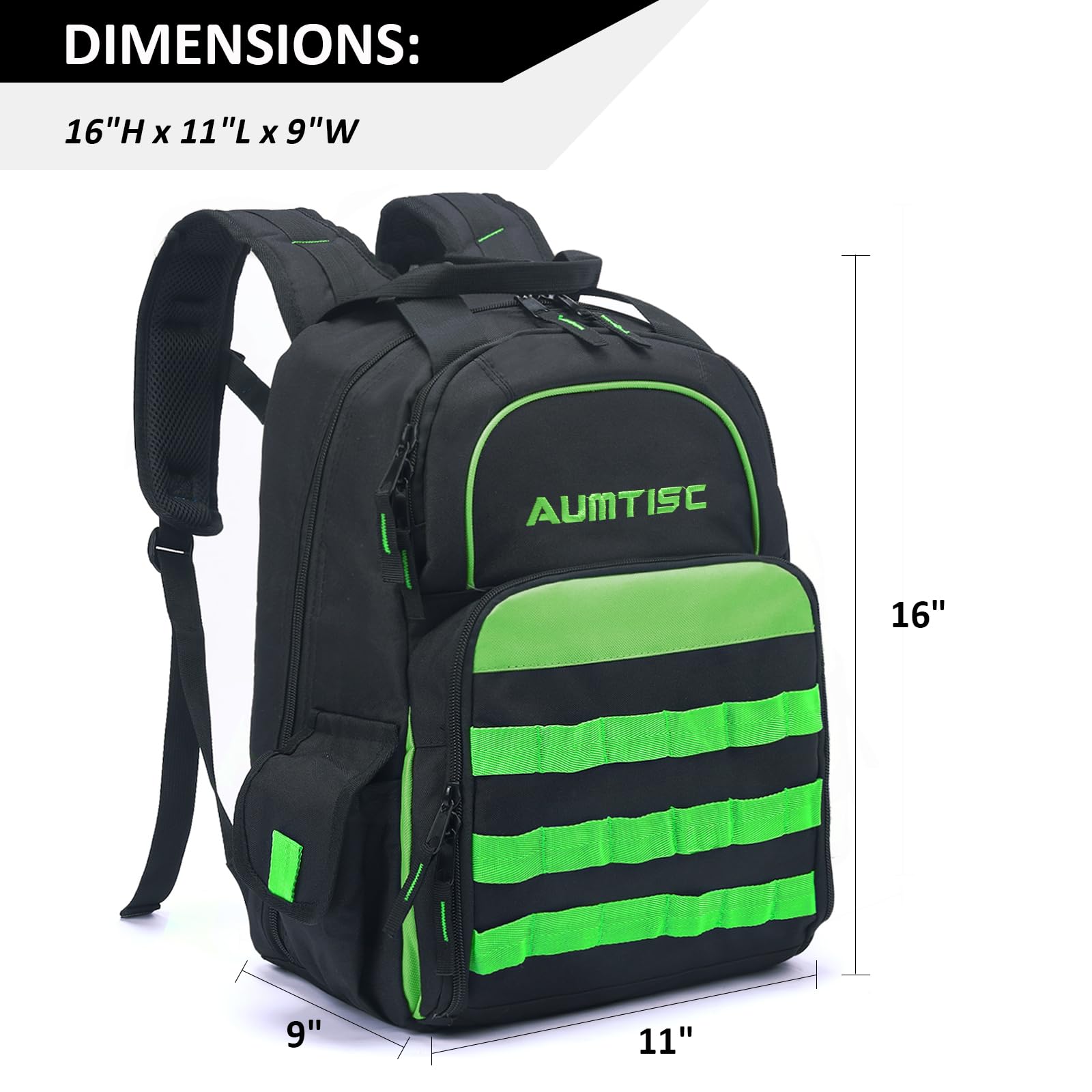 AUMTISC Tool Backpack Jobsite Backpack Multi-Use Pocket Industrial(2269)