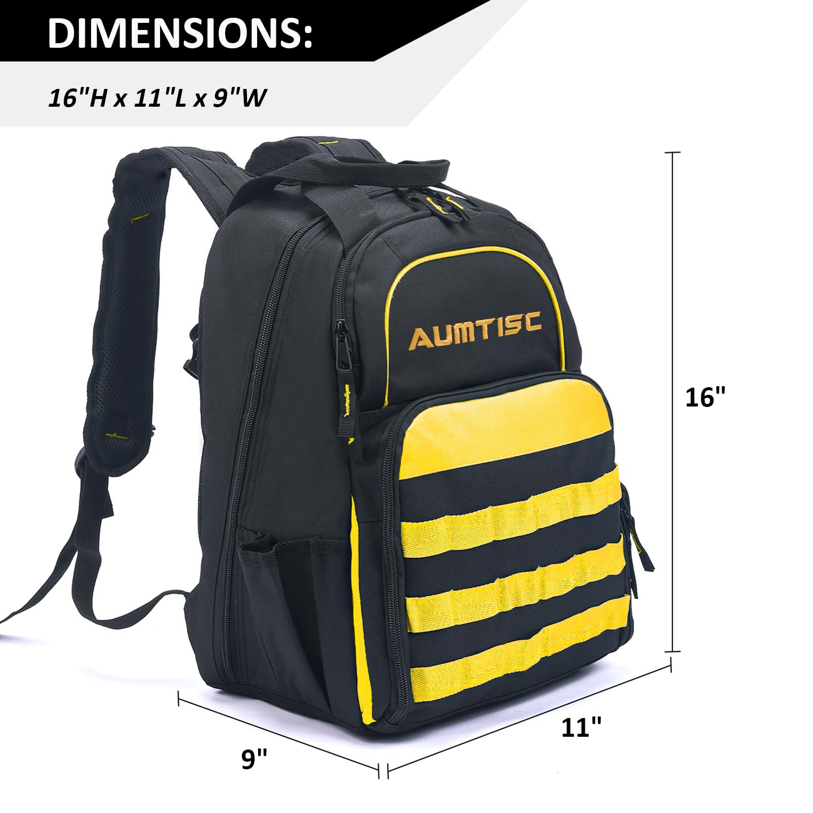 AUMTISC Tool Backpack Jobsite Backpack Multi-Use Pocket Industrial(2269)