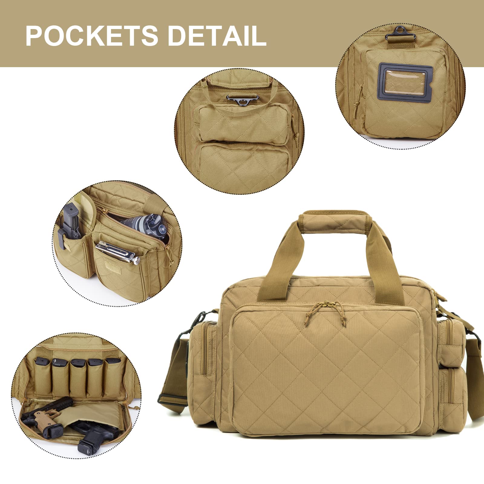 AUMTISC Tactical Pistol Range Bags for Handguns and Ammo(2160）