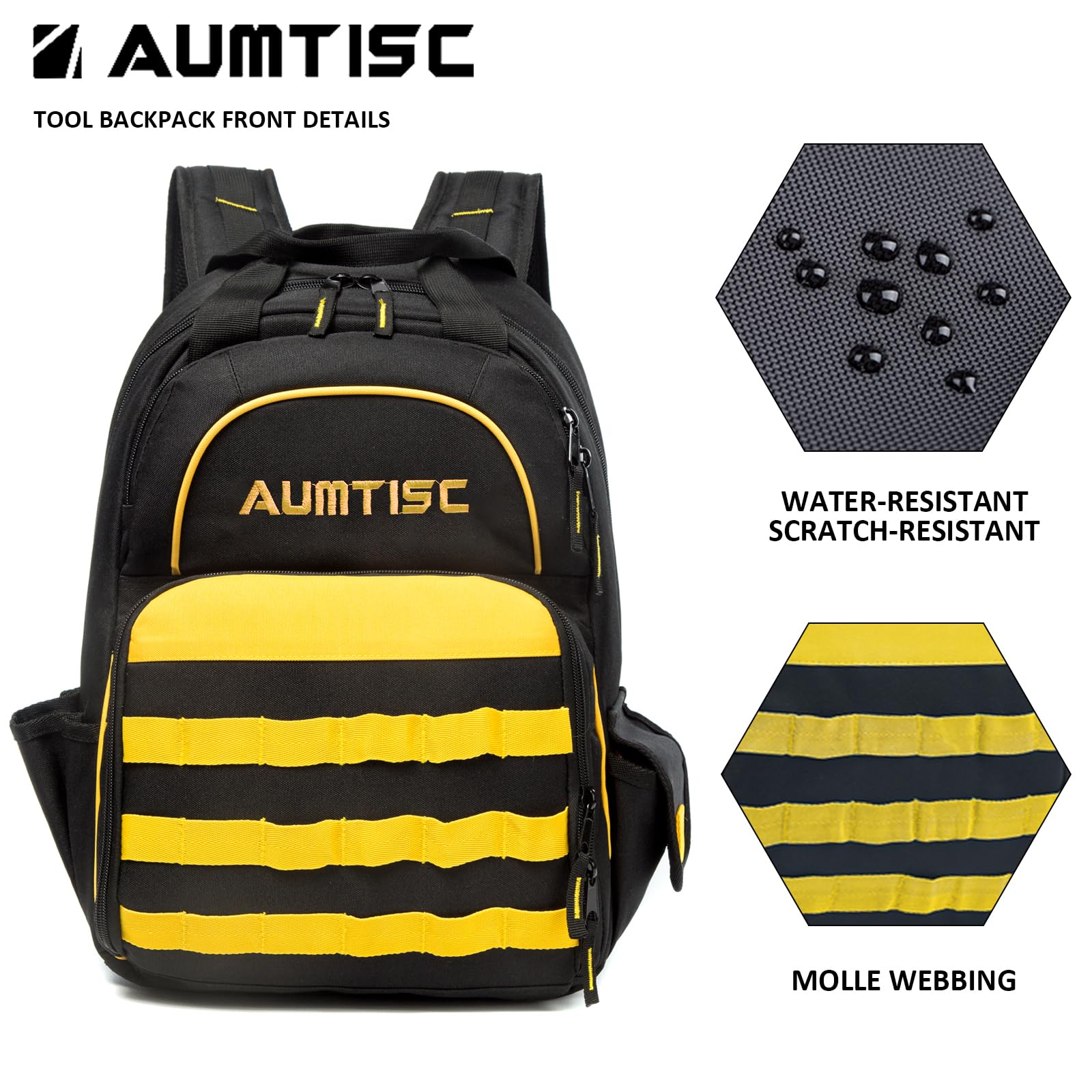 AUMTISC Tool Backpack Jobsite Backpack Multi-Use Pocket Industrial(2269)