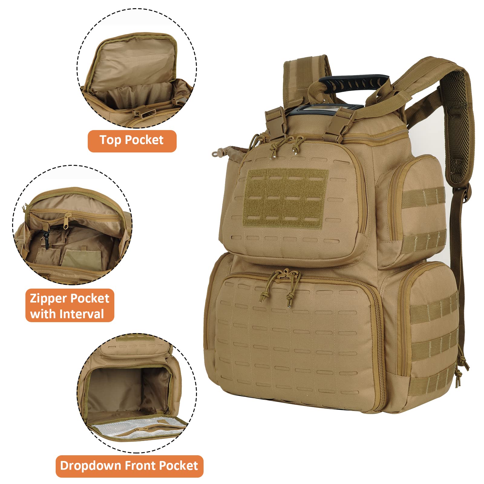 AUMTISC Pistol Gun Range Backpack with 3 Pistol Case(2226)