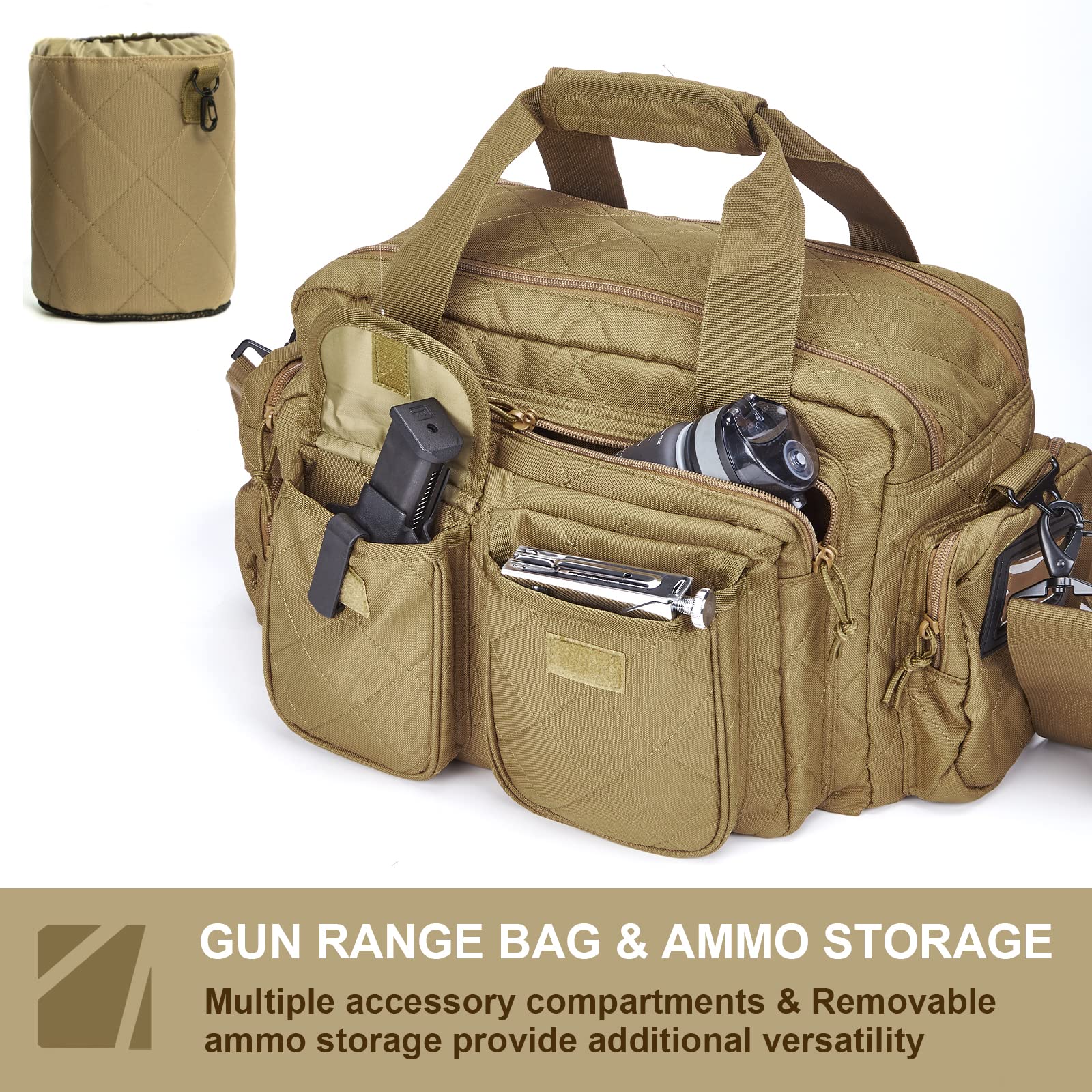 AUMTISC Tactical Pistol Range Bags for Handguns and Ammo(2160）